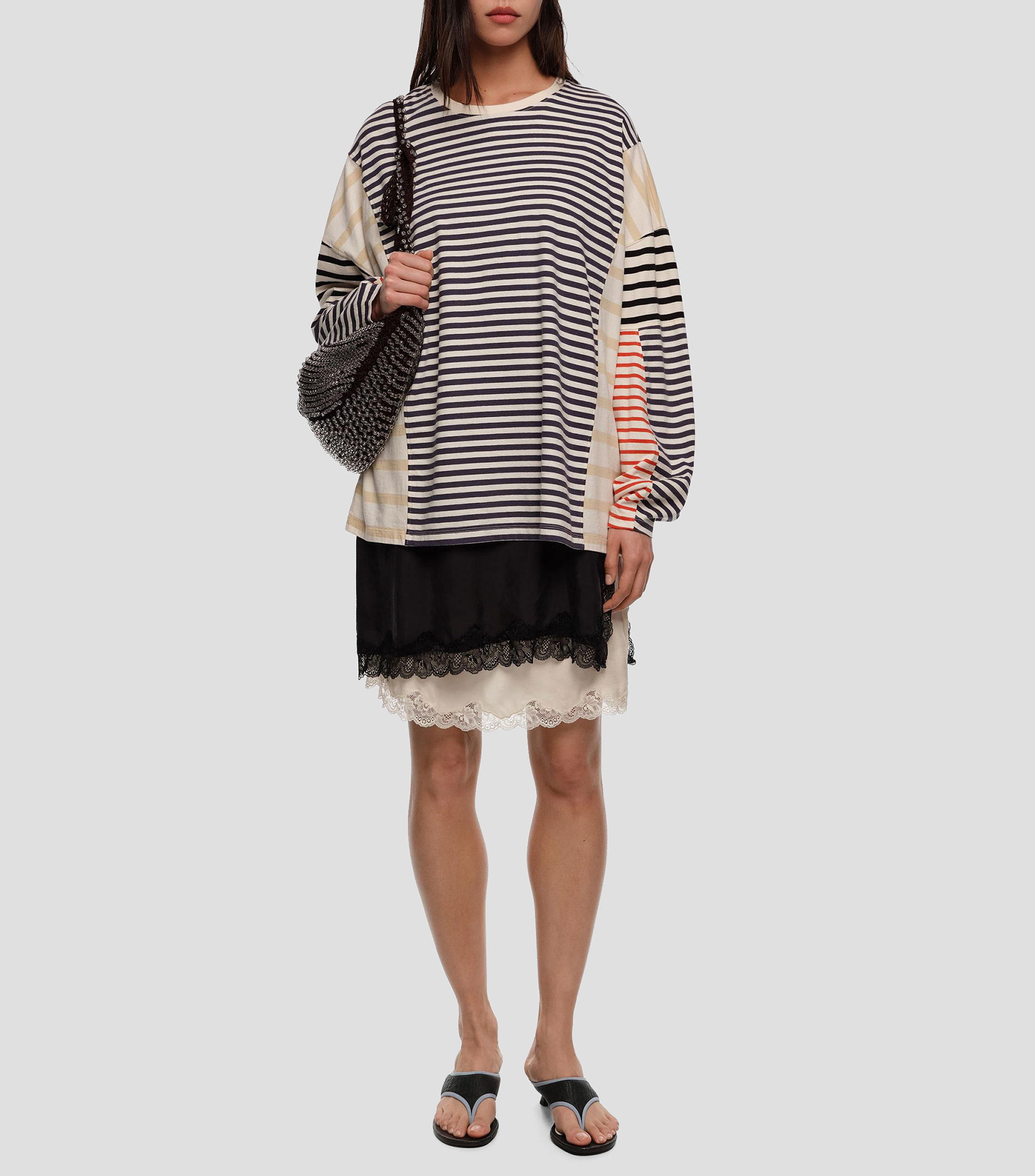 Playera oversized rayas multicolor Mujer